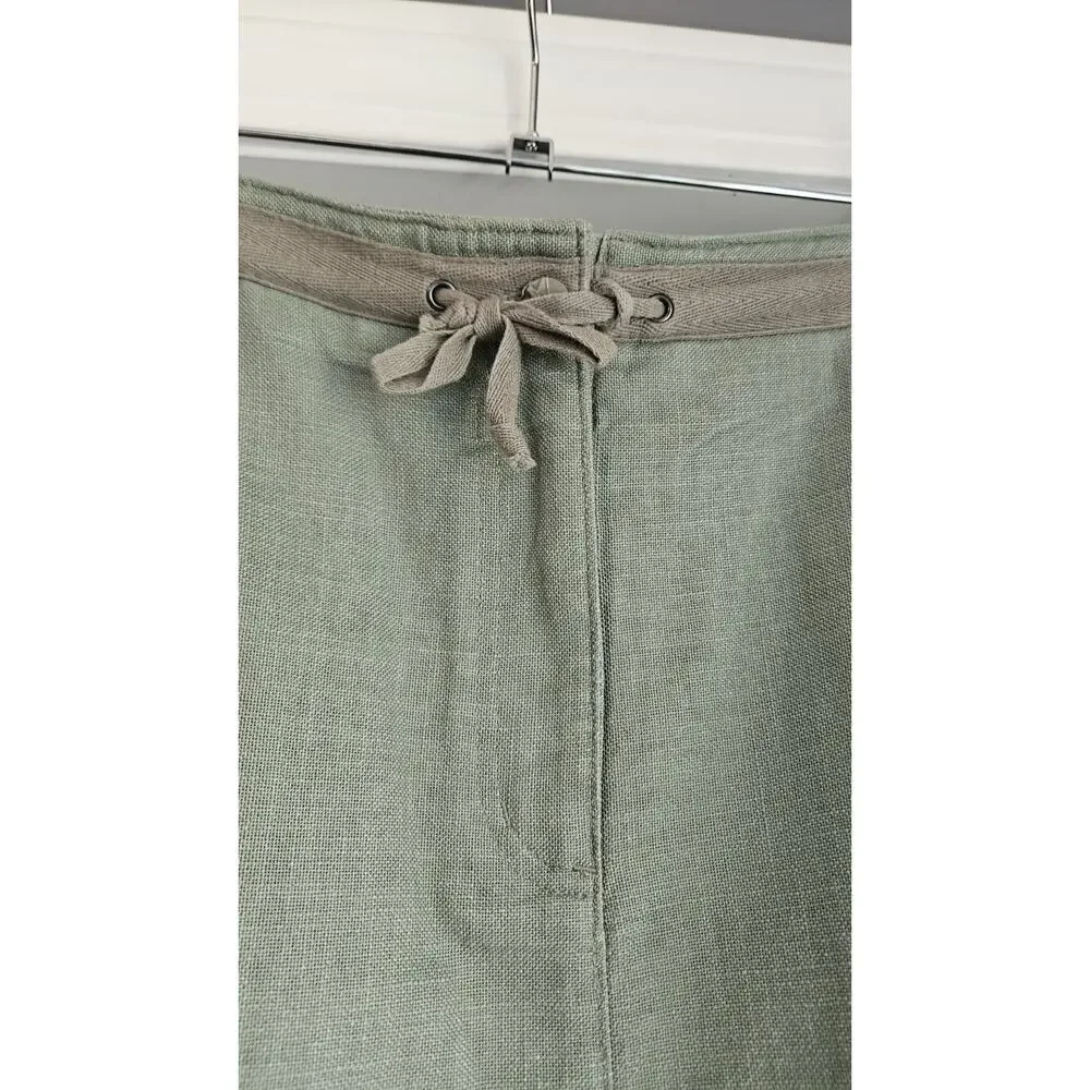 Woolrich Skirt Size 12 Olive Green 100% Cotton Front Pockets